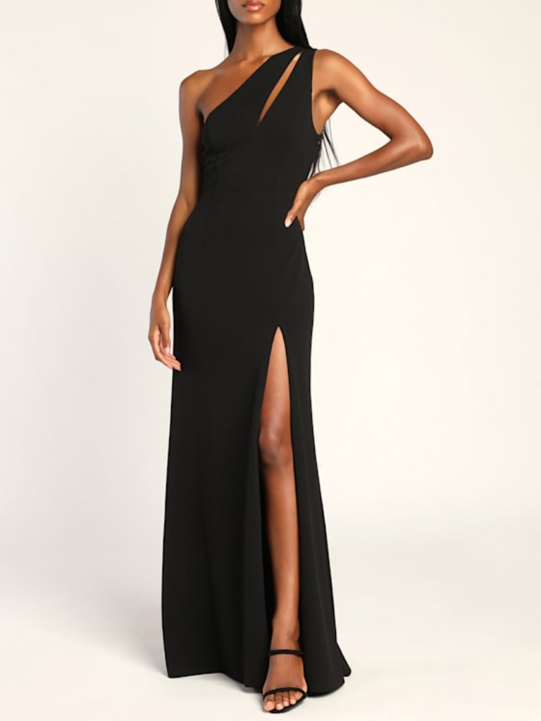 Lulus Enchanted Energy Black One-Shoulder Maxi Dress - Size Xl